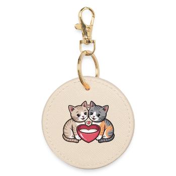 Unité de cœur de chat - Porte-clés rond - huître - Devant