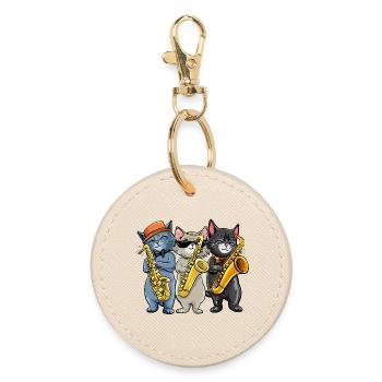 Jazzkatzen Trio Saxophonisten - Runder Schlüsselanhänger - Auster - Vorne