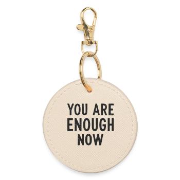 You are enough now Selbstliebe Statement Look - Runder Schlüsselanhänger - Auster - Vorne