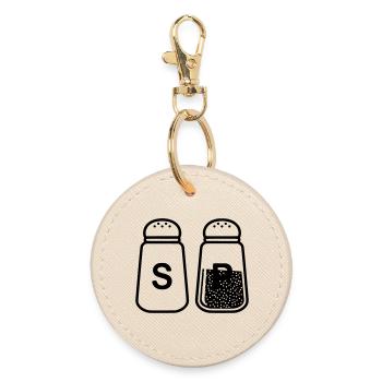 Salt and Pepper Shaker Set - Round Keyring - oyster - Front