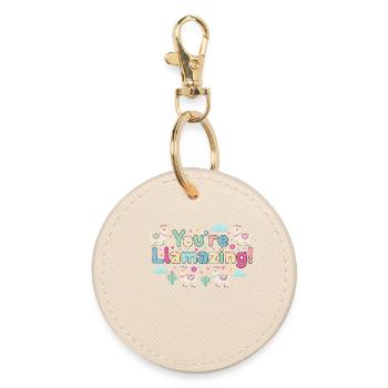 You’re Llamazing – Süßes Lama & Kakteen Design - Runder Schlüsselanhänger - Auster - Vorne
