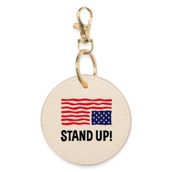 Stand Up (US-Flagge auf dem Kopf) - Runder Schlüsselanhänger - Auster - Vorne