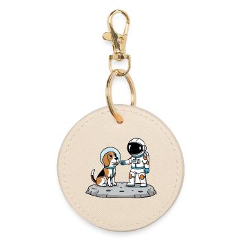 Dog Beagle Astronaut Weltraumfreundschaft - Runder Schlüsselanhänger - Auster - Vorne