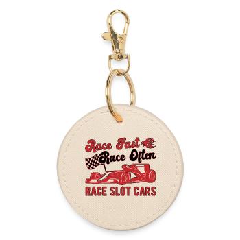 Race Fast Race Often Race Slot Cars Slotrace Gift - Runder Schlüsselanhänger - Auster - Vorne