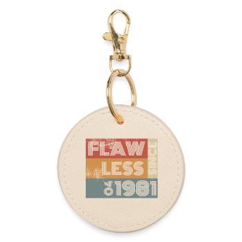 45. Geburtstag Flawless since 04/1981 - Runder Schlüsselanhänger - Auster - Vorne
