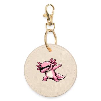 Dabbing Axolotl - Round Keyring - oyster - Front