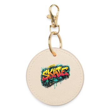 Skate Graffiti Explosion - Runder Schlüsselanhänger - Auster - Vorne