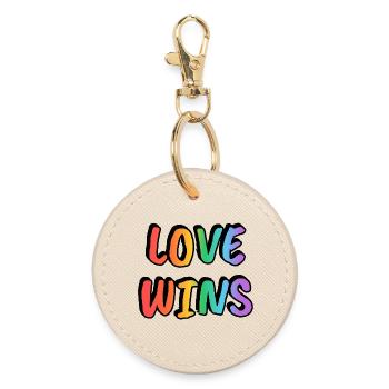 Love Wins Rainbow Gradient - Round Keyring - oyster - Front