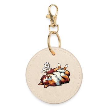Australian Shepherd Aussie Aussie Owners Aussies - Round Keyring - oyster - Front
