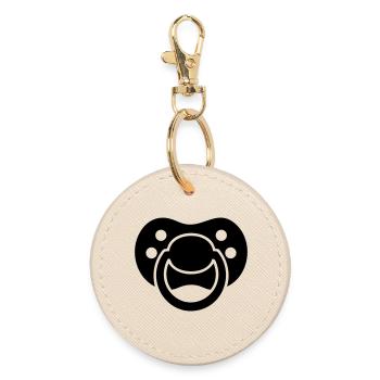 Pacifier Silhouette – Baby Design - Round Keyring - oyster - Front