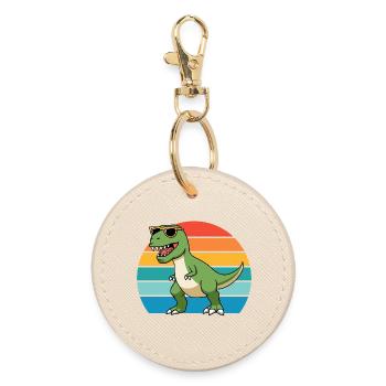 Trex Tyrannosaurus Rex T-Rex Dino Dinosaur - Round Keyring - oyster - Front