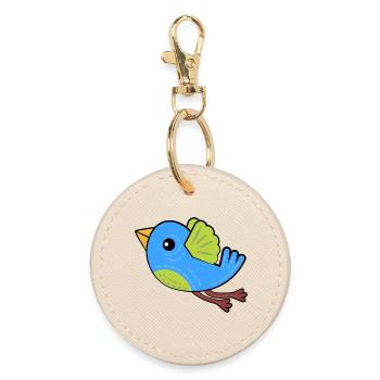 Kleiner Blauer Vogel - Runder Schlüsselanhänger - Auster - Vorne