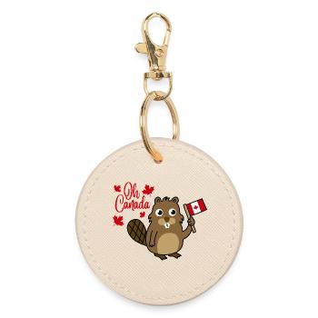 Oh Ours du drapeau du castor du Canada - Porte-clés rond - huître - Devant