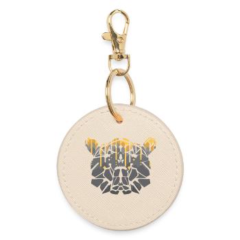 Geometrisches Bärenmosaik mit goldenen Tropfen - Runder Schlüsselanhänger - Auster - Vorne