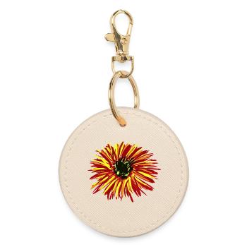 Flower Garden Hobby Gardener Flora Nature - Round Keyring - oyster - Front