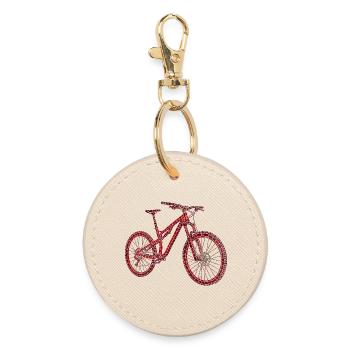 MTB Mosaic – Mountain Bike as an Art Object - Round Keyring - oyster - Front
