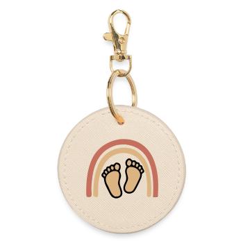Baby Feet Rainbow Boho - Round Keyring - oyster - Front