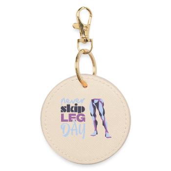 Never Skid Leg Day Graphic - Round Keyring - oyster - Front