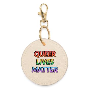 Queer Lives Matter Rainbow - Round Keyring - oyster - Front