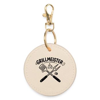Grillmeister BBQ Grillen Pitmaster Männer - Runder Schlüsselanhänger - Auster - Vorne