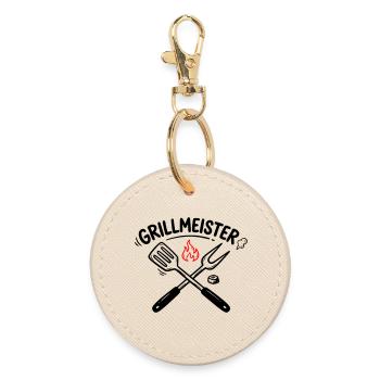 Grillmeister BBQ Grillen Pitmaster Männer - Runder Schlüsselanhänger - Auster - Vorne
