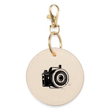 Camera Drawing - Round Keyring - oyster - Front