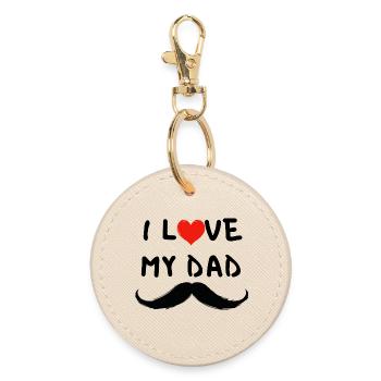 I Love My Papa – Dad Gift with Moustache - Round Keyring - oyster - Front