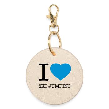 I LOVE SKI JUMPING Skispringen - Round Keyring - oyster - Front