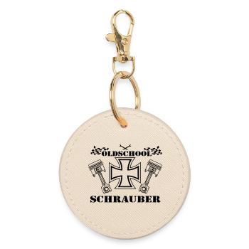 Auto Tuning Schrauber Kult Shirt, oldschool(25) - Runder Schlüsselanhänger - Auster - Vorne