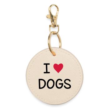 I love dogs I Geschenkidee - Runder Schlüsselanhänger - Auster - Vorne