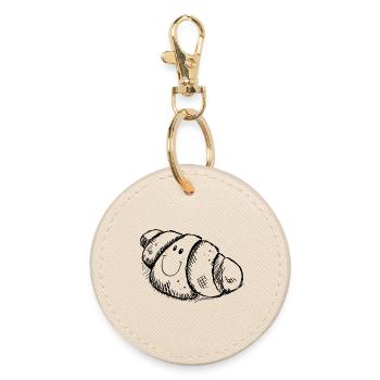 Funny croissant - breakfast - morning - Round Keyring - oyster - Front