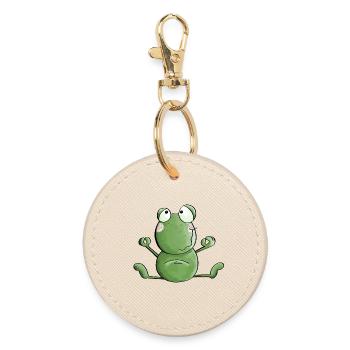 Frog makes yoga - frogs - meditation - toad - Round Keyring - oyster - Front