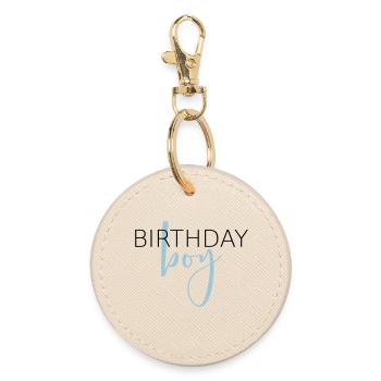 Birthday boy i birthday child gift - Round Keyring - oyster - Front