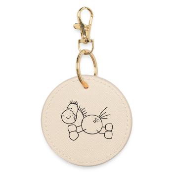 Dickes Cartoon Pferd - Pony - Pferde - Runder Schlüsselanhänger - Auster - Vorne