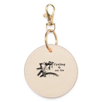 Cycling - Round Keyring - oyster - Front