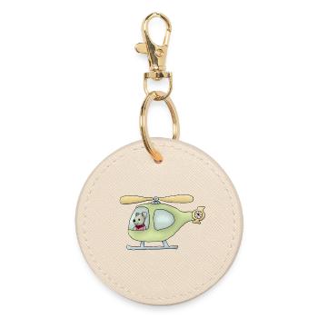 Maus im Hubschrauber - Runder Schlüsselanhänger - Auster - Vorne