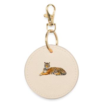Tiger - Round Keyring - oyster - Front
