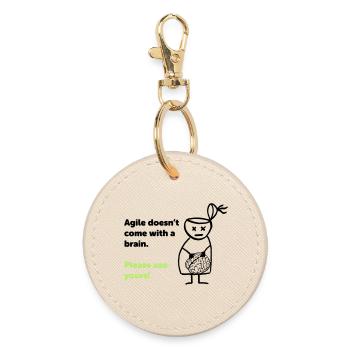 Agile doesn't come with a brain - please use yours - Runder Schlüsselanhänger - Auster - Vorne