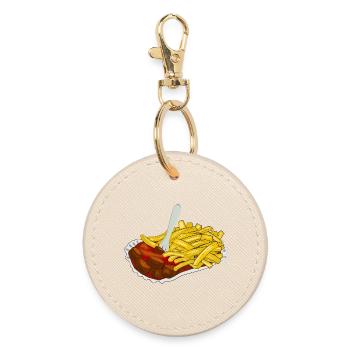 Currywurst with fries - Round Keyring - oyster - Front
