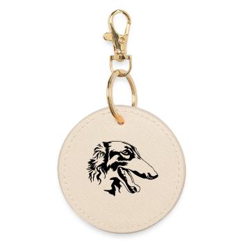 Borzoi head - Round Keyring - oyster - Front