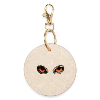 Owl eyes, owls, birds, forest animals - Round Keyring - oyster - Front