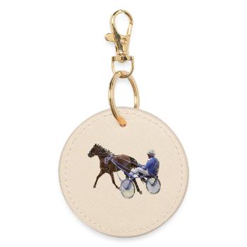 Cadeau de course de chevaux de course au trot - Porte-clés rond - huître - Devant