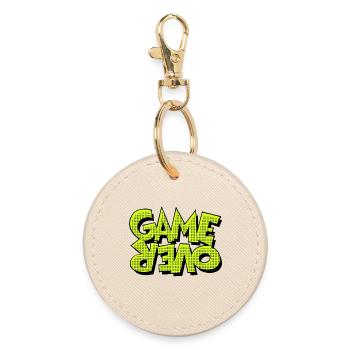 Game Over Retro-Pixel-Design - Runder Schlüsselanhänger - Auster - Vorne