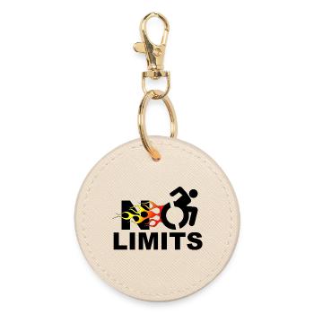 No limits for this wheelchair user # - Round Keyring - oyster - Front