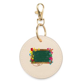 Blackboard for your own lettering with letters - Round Keyring - oyster - Front