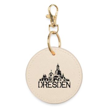 Dresden Stadt Frauenkirche Kunst Zeichnung Symbol - Runder Schlüsselanhänger - Auster - Vorne