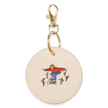 Surfing on the internet - Round Keyring - oyster - Front