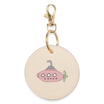 Playful submarine motif for children - Round Keyring - oyster - Front