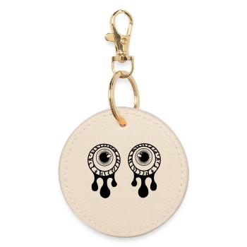 Eyes, pupils with eye fluid tears - Round Keyring - oyster - Front