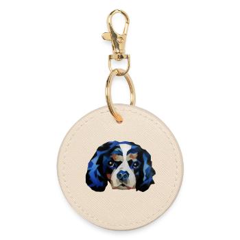 Cavalier King Charles Spaniel - Round Keyring - oyster - Front